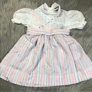 Vintage Nannette White Pink Purple Belted Dress